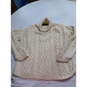 McKennas Cream Fisherman Turtleneck Sweater Size Medium